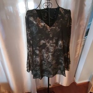 Black and goldish-silver dressy blouse